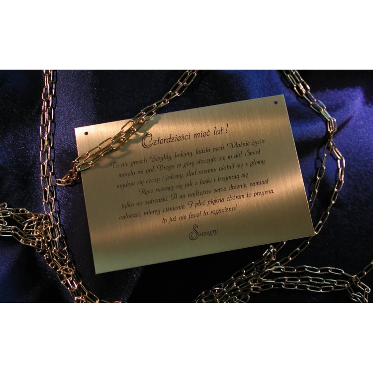 Brass Plaque with Dedication - M002 - size 130x90mm