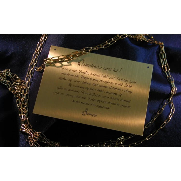 Brass Plaque with Dedication - M002 - size 130x90mm