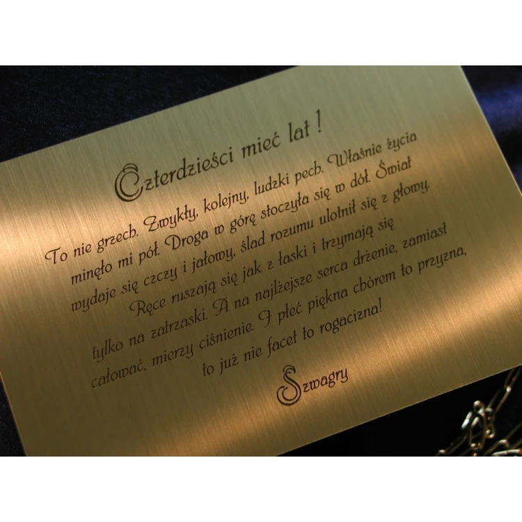 Brass Plaque with Dedication - M002 - size 130x90mm