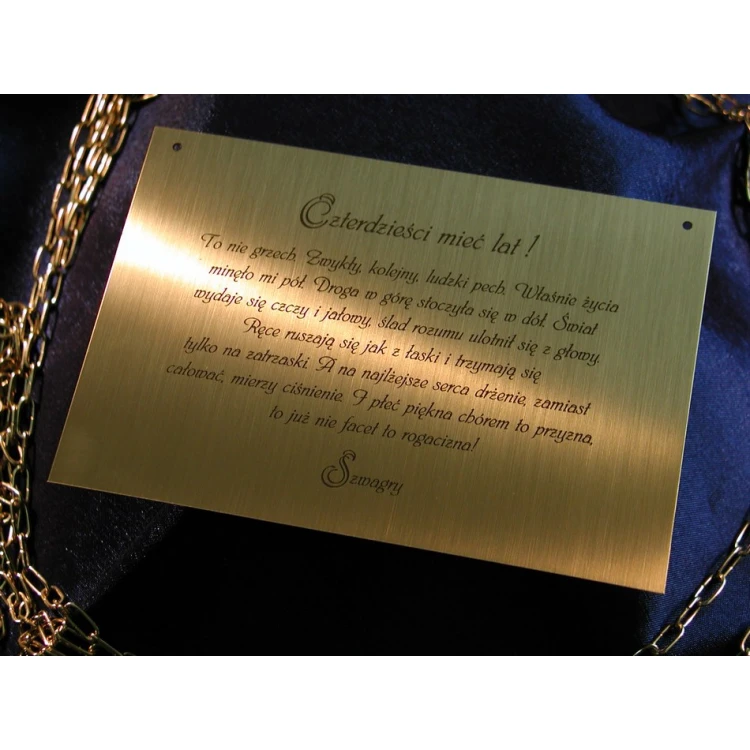 Brass Plaque with Dedication - M002 - size 130x90mm