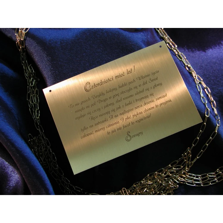 Brass Plaque with Dedication - M002 - size 130x90mm