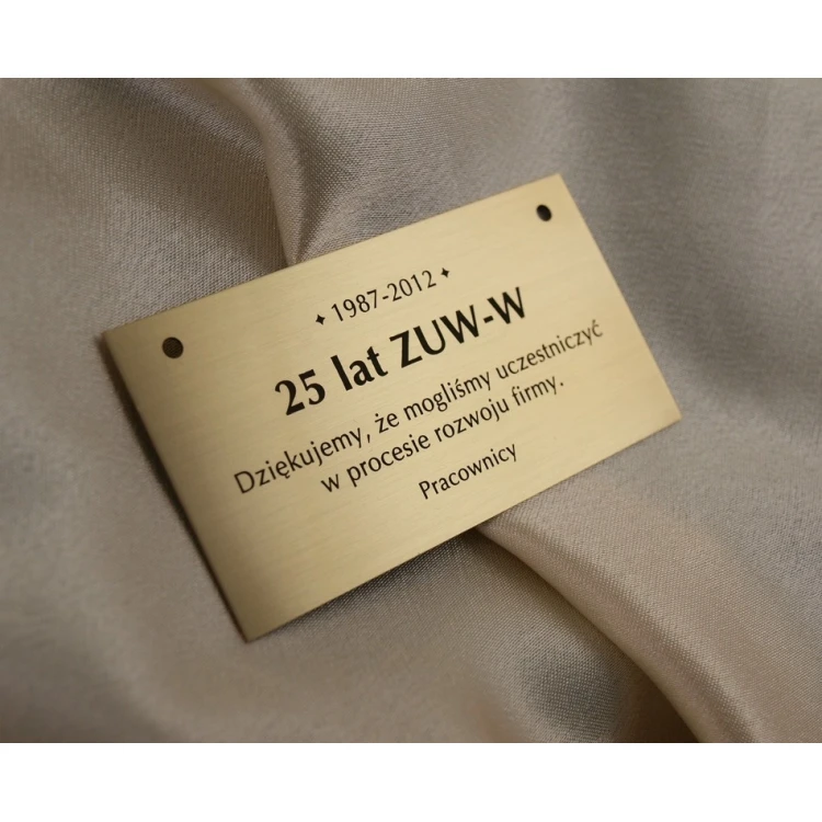 Brass Plaque with Dedication - M003 - size 75x40mm