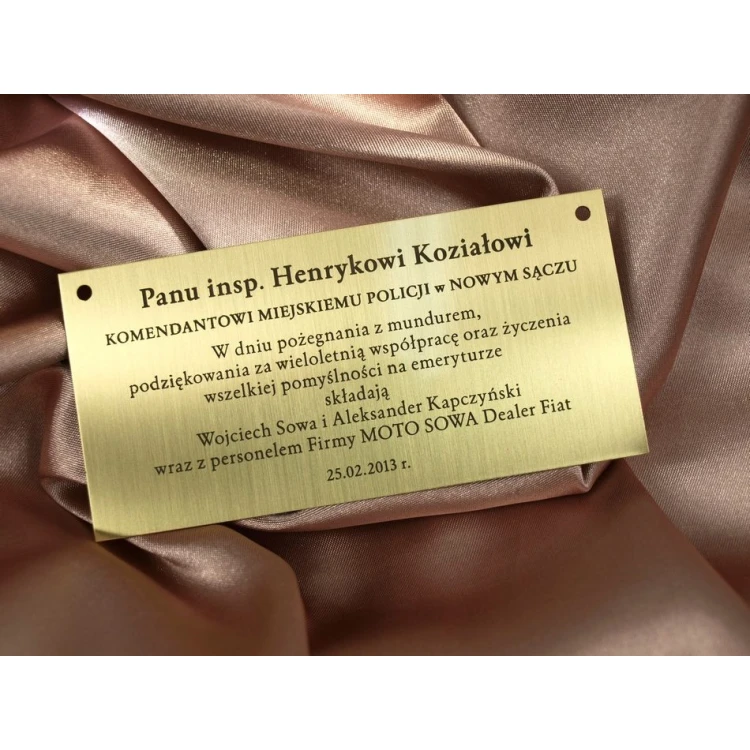 Brass Plaque with Dedication - M004 - size 112x55mm