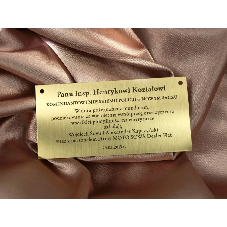 Brass Plaque with Dedication - M004 - size 112x55mm