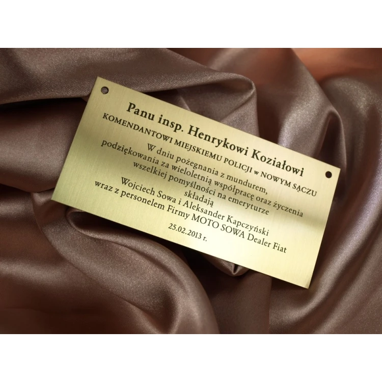 Brass Plaque with Dedication - M004 - size 112x55mm