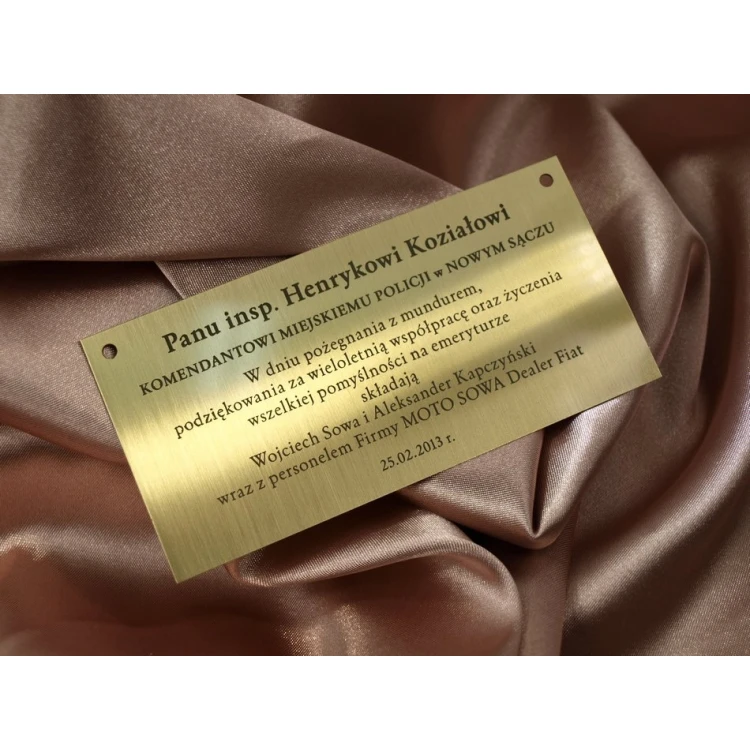 Brass Plaque with Dedication - M004 - size 112x55mm