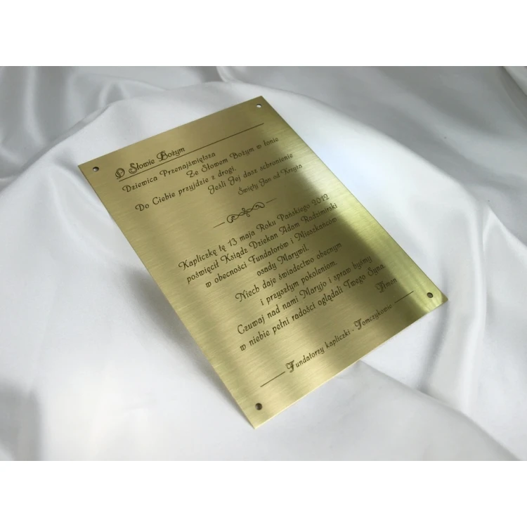 Brass Plaque with Dedication - M005 - size 165x120mm