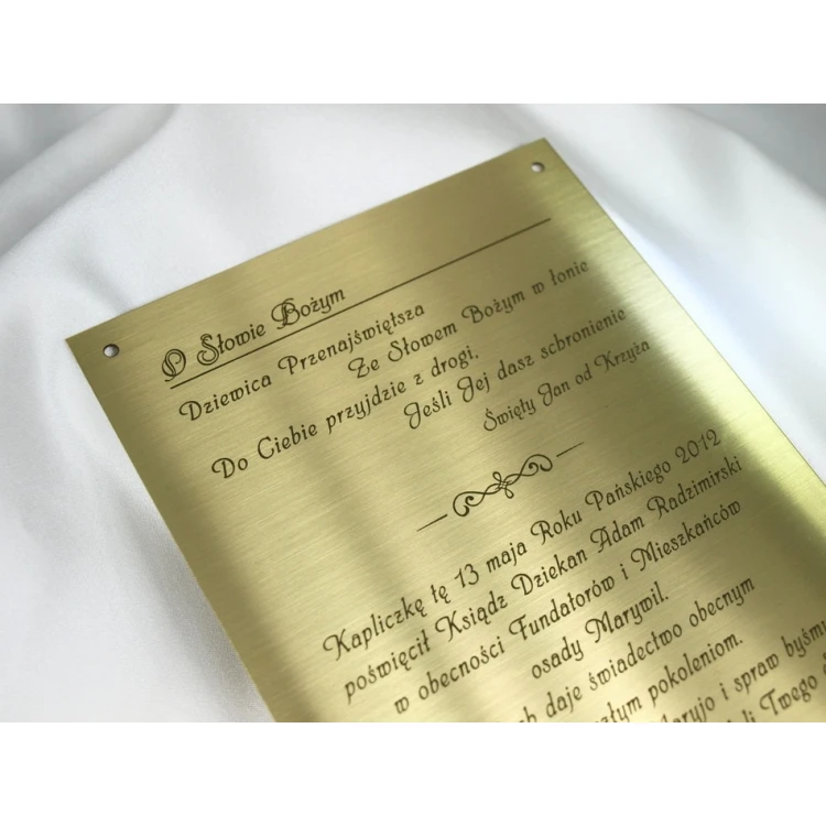 Brass Plaque with Dedication - M005 - size 165x120mm