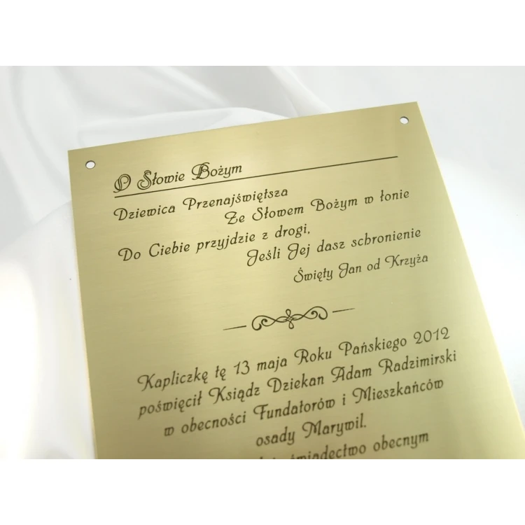 Brass Plaque with Dedication - M005 - size 165x120mm