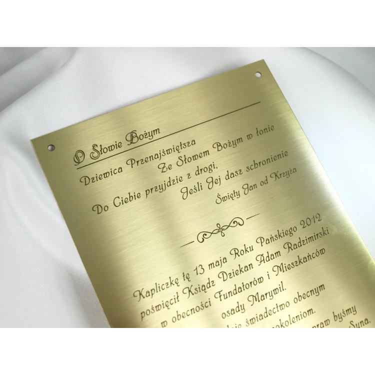 Brass Plaque with Dedication - M005 - size 165x120mm