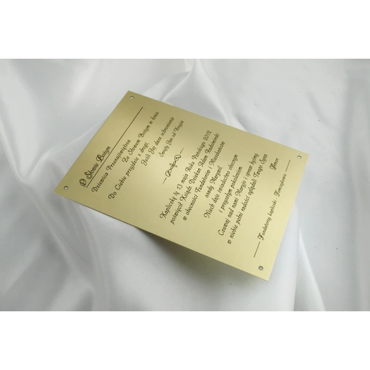 Brass Plaque with Dedication - M005 - size 165x120mm