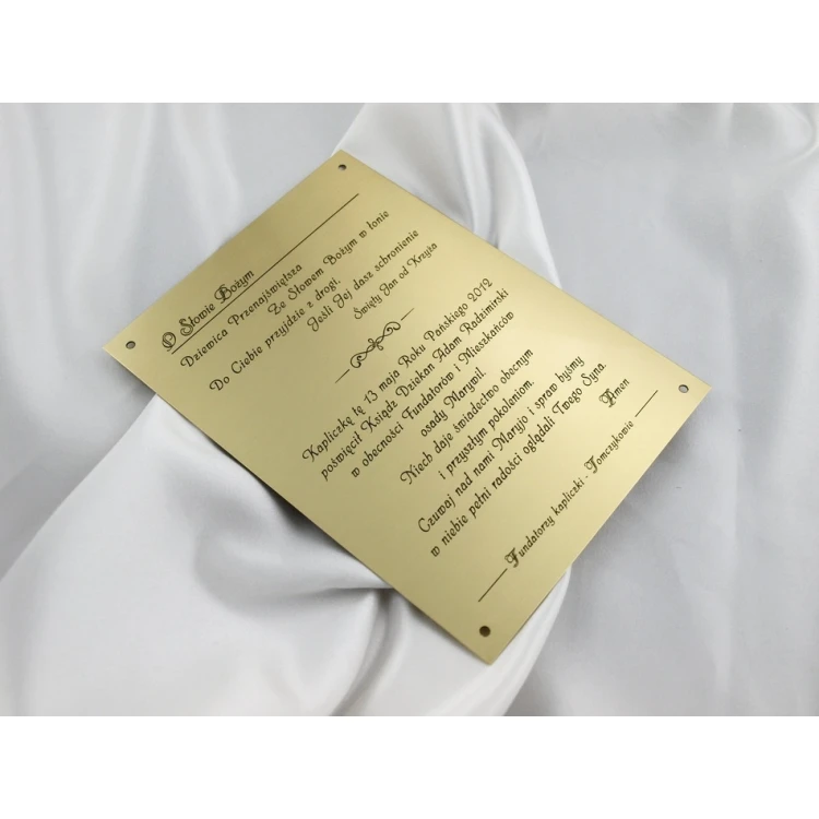 Brass Plaque with Dedication - M005 - size 165x120mm