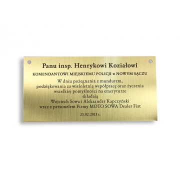 Brass Plaque with Dedication - M004 - size 112x55mm