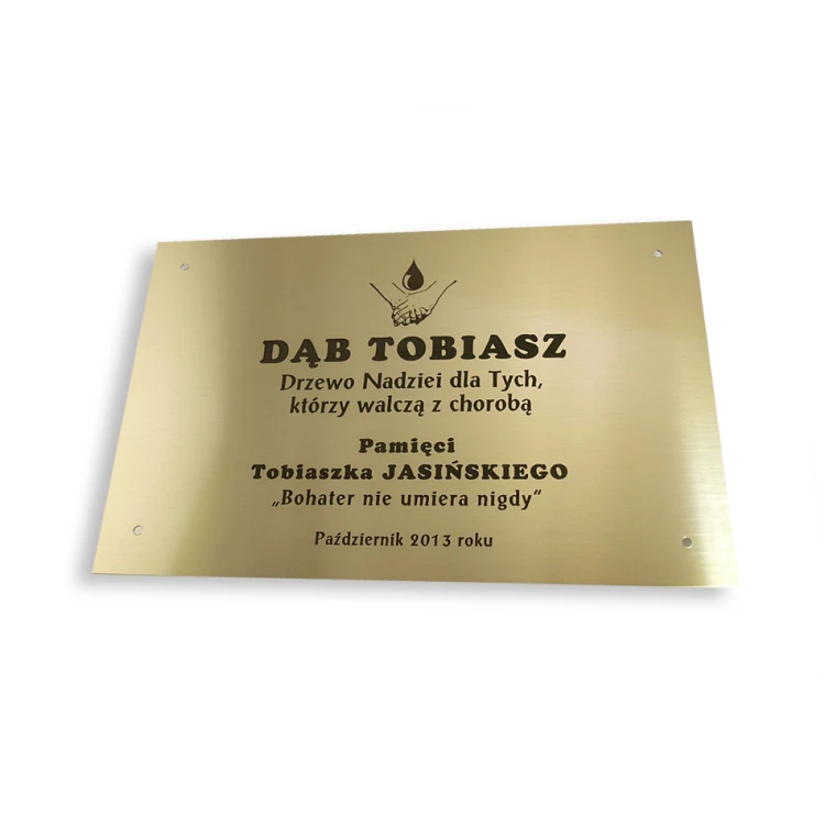 Brass Plaque with Dedication - M008 - size 200x130mm