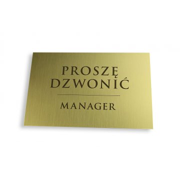 Information plaque - brushed brass with lacquer - M010 - dimensions 200x130mm