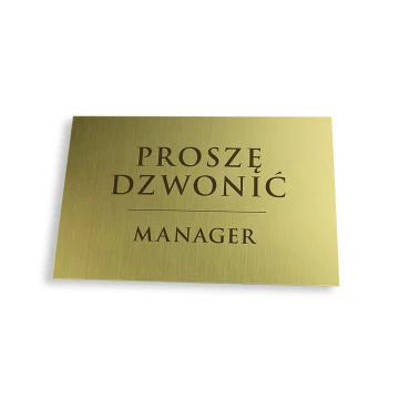 Information plaque - brushed brass with lacquer - M010 - dimensions 200x130mm