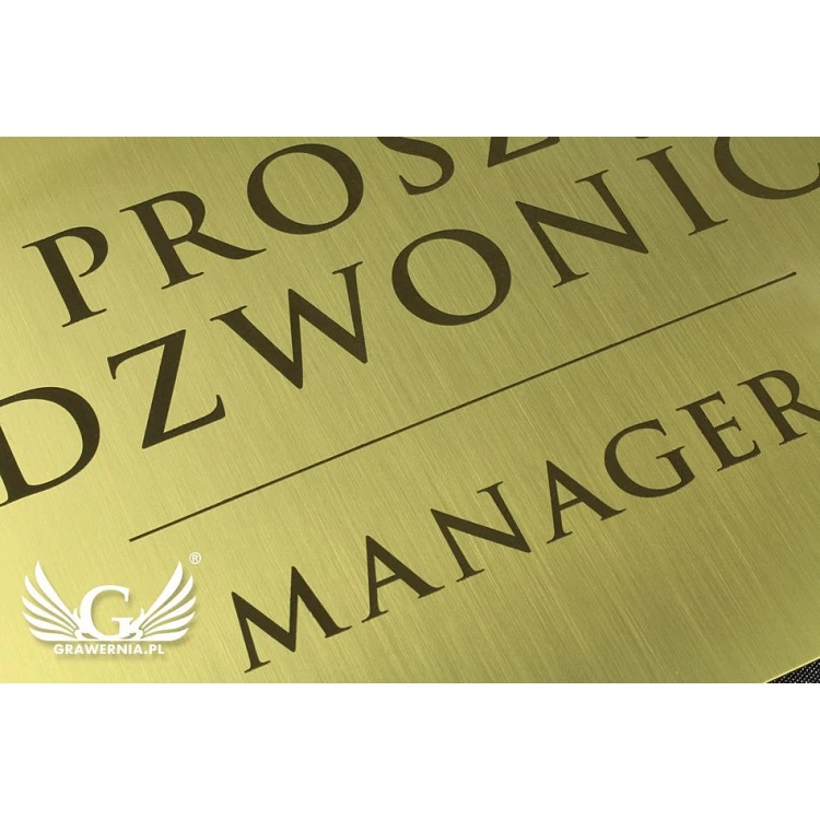 Information plaque - brushed brass with lacquer - M010 - dimensions 200x130mm