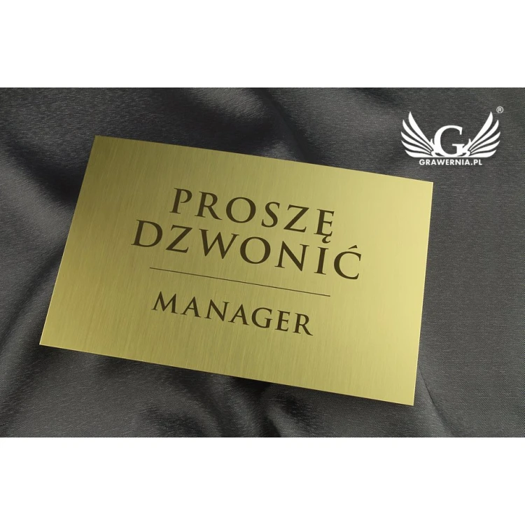 Information plaque - brushed brass with lacquer - M010 - dimensions 200x130mm