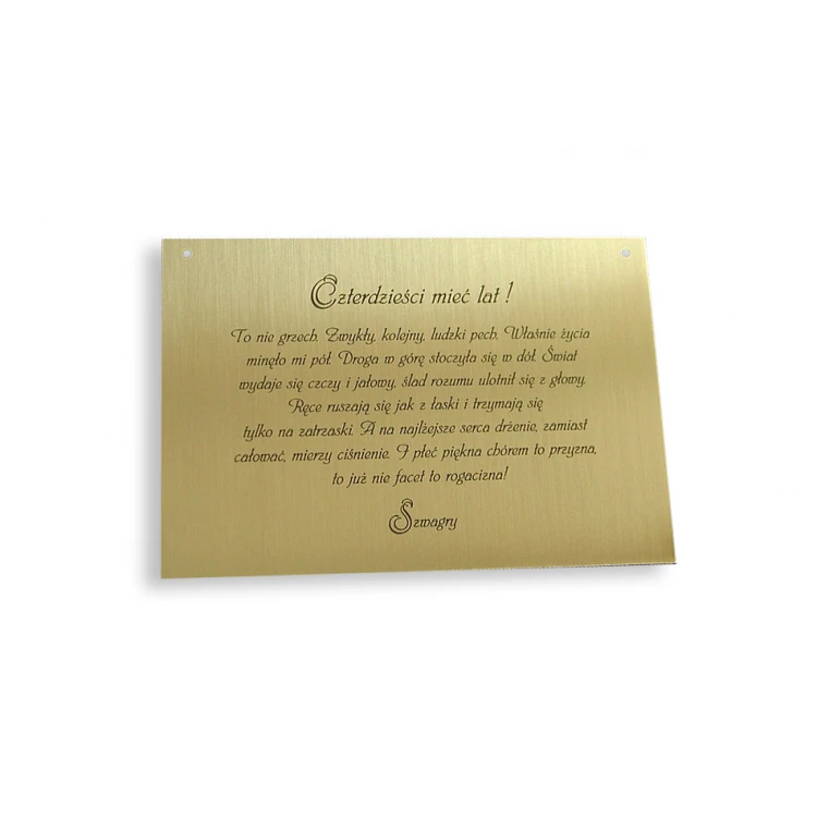 Brass Plaque with Dedication - M002 - size 130x90mm
