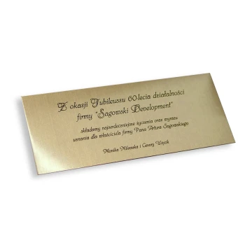 Brass Plaque with Dedication - M001 - size 145x60mm