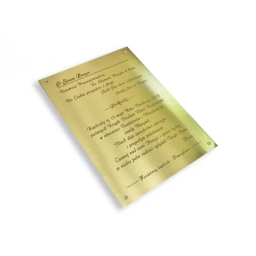 Brass Plaque with Dedication - M005 - size 165x120mm