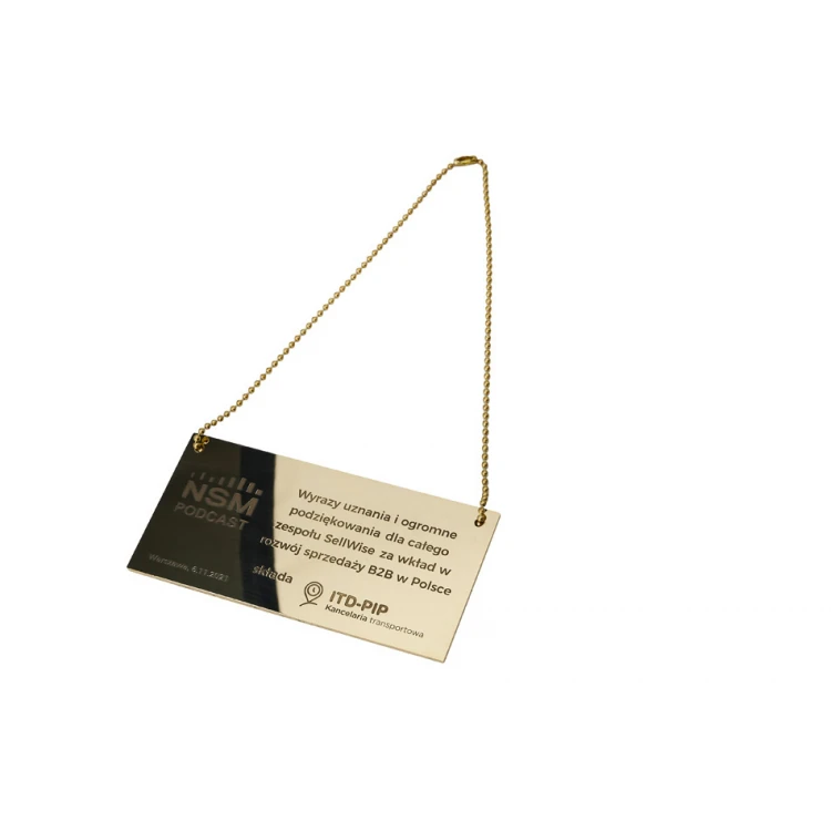 Brass plaque with dedication - M013 - raw brass, polished 2mm - dim. 112x55mm