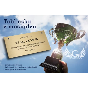 Brass Plaque with Dedication - M003 - size 75x40mm