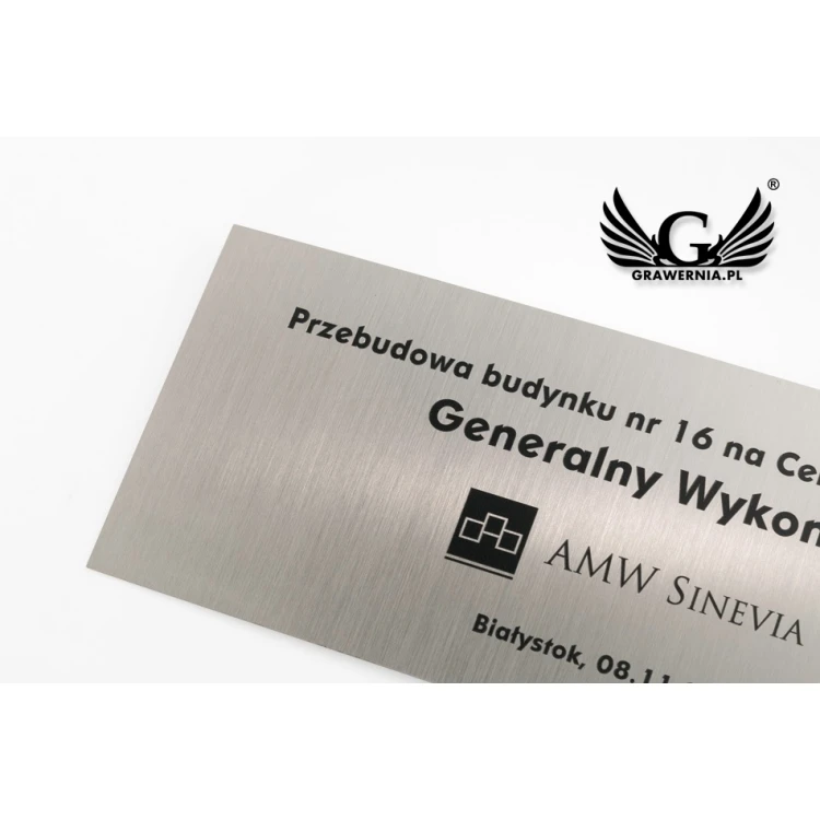 Plaque - Brushed Silver Plated Brass 0.6mm thick with UV Print - Size 300x110mm - TAB114