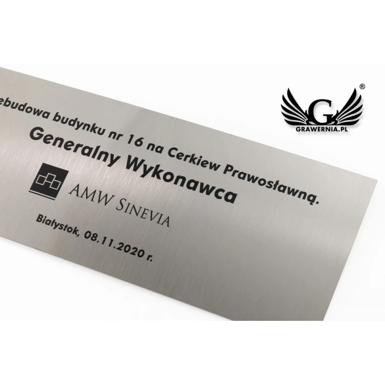 Plaque - Brushed Silver Plated Brass 0.6mm thick with UV Print - Size 300x110mm - TAB114