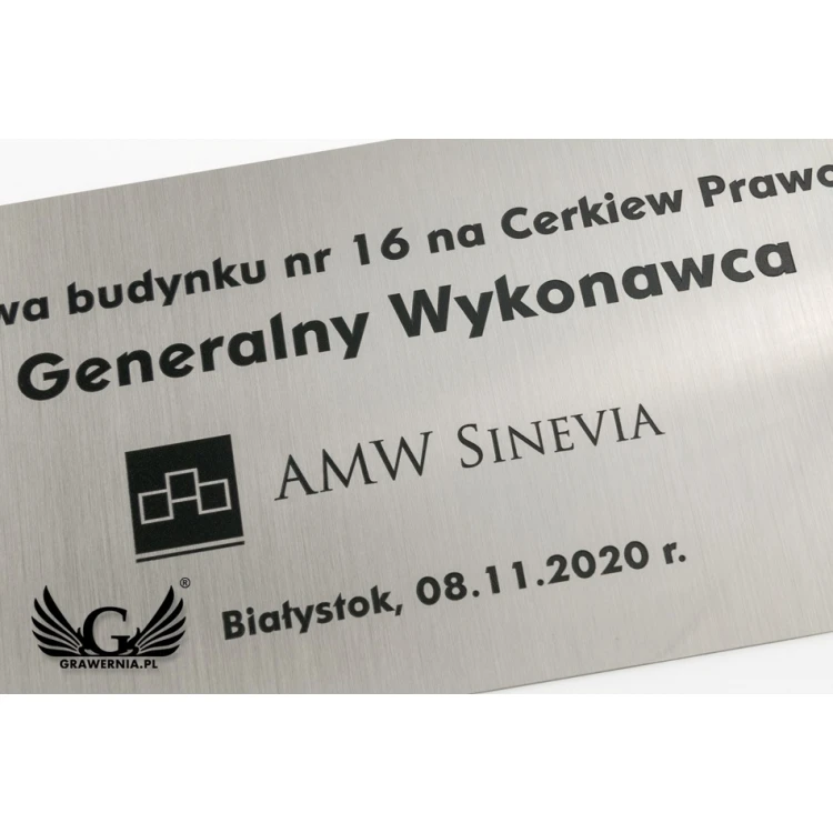 Plaque - Brushed Silver Plated Brass 0.6mm thick with UV Print - Size 300x110mm - TAB114