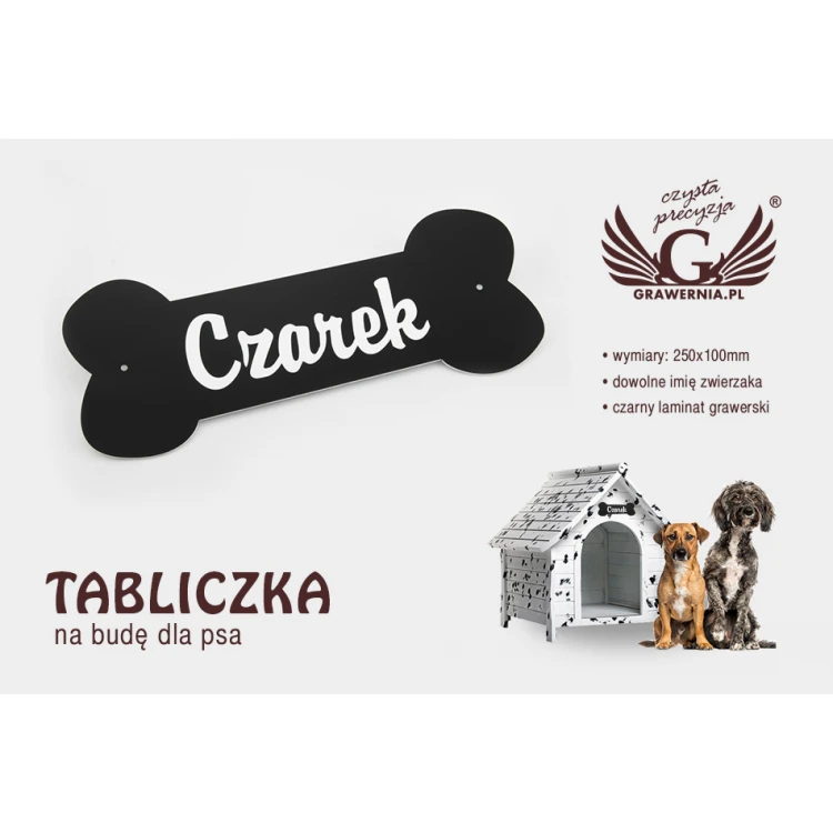 Nameplate for dog house with any name - size: 250x100mm - engraving laminate - TAB051