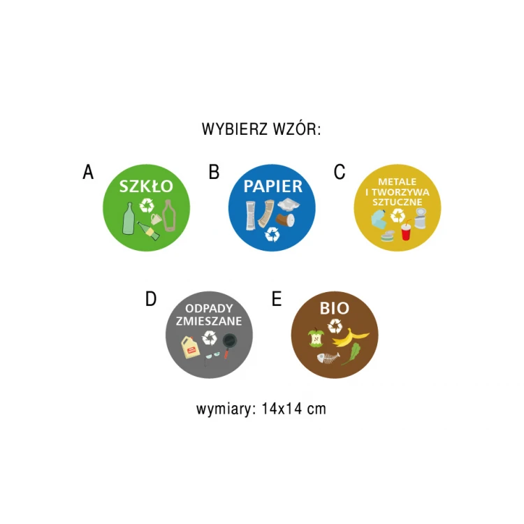 Waste Segregation Bin Sign - size 140x140mm - PVC - UV color print - TAB187