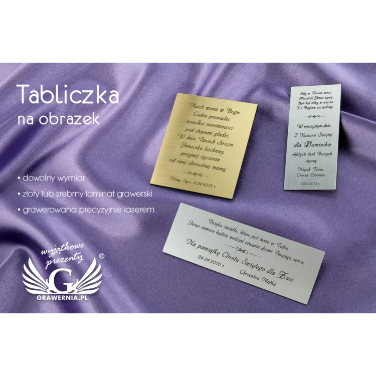 Plaque for picture - gold or silver - engraving laminate