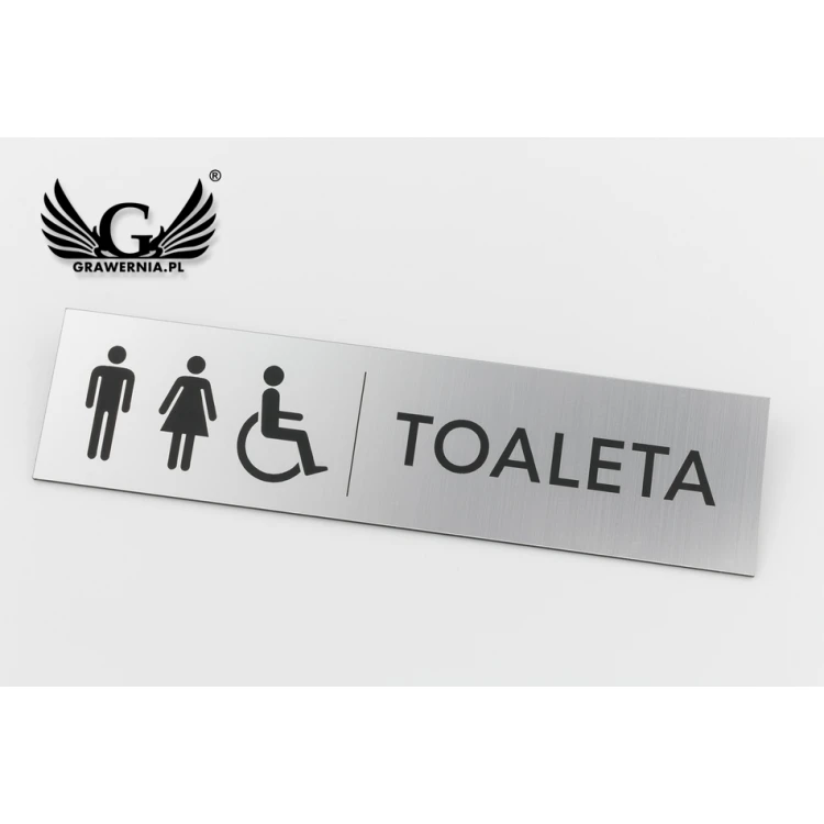 Plaque for Coeducational Toilets - Silver or Gold Laminate - Size 200x50mm - TT036