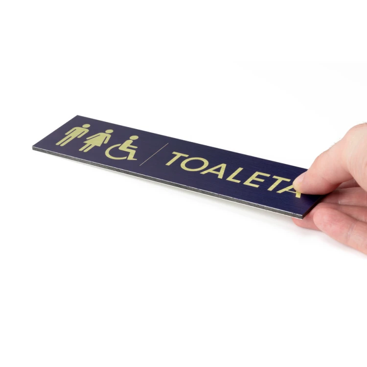 Plaque for Coeducational Toilets - Gold Dibond with UV Print - Size 200x50mm - TT040