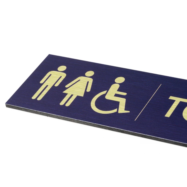 Plaque for Coeducational Toilets - Gold Dibond with UV Print - Size 200x50mm - TT040