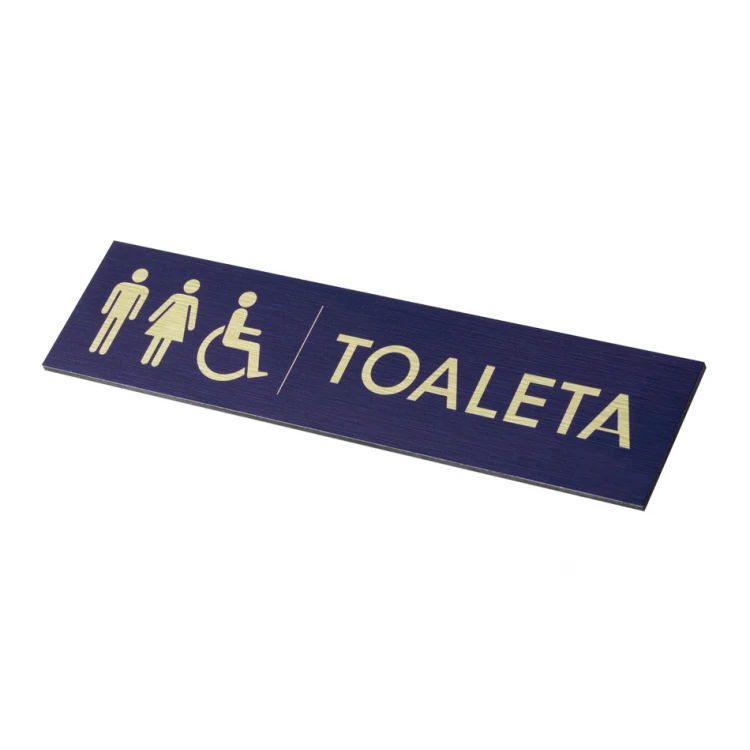 Plaque for Coeducational Toilets - Gold Dibond with UV Print - Size 200x50mm - TT040