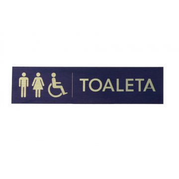 Plaque for Coeducational Toilets - Gold Dibond with UV Print - Size 200x50mm - TT040