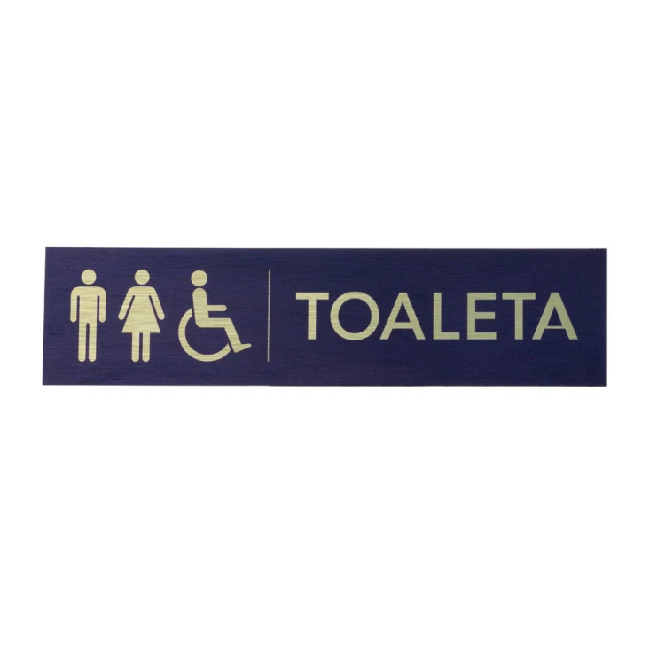 Plaque for Coeducational Toilets - Gold Dibond with UV Print - Size 200x50mm - TT040