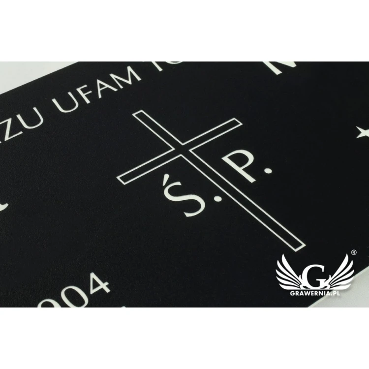 GRAVESTONE PLAQUE - black laminate textures - dim. 350x150mm