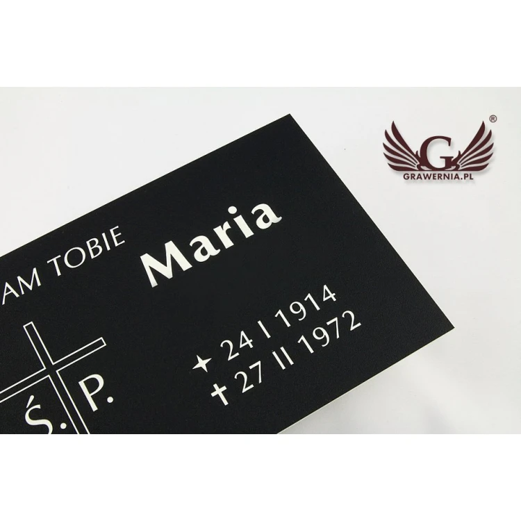 GRAVESTONE PLAQUE - black laminate textures - dim. 350x150mm