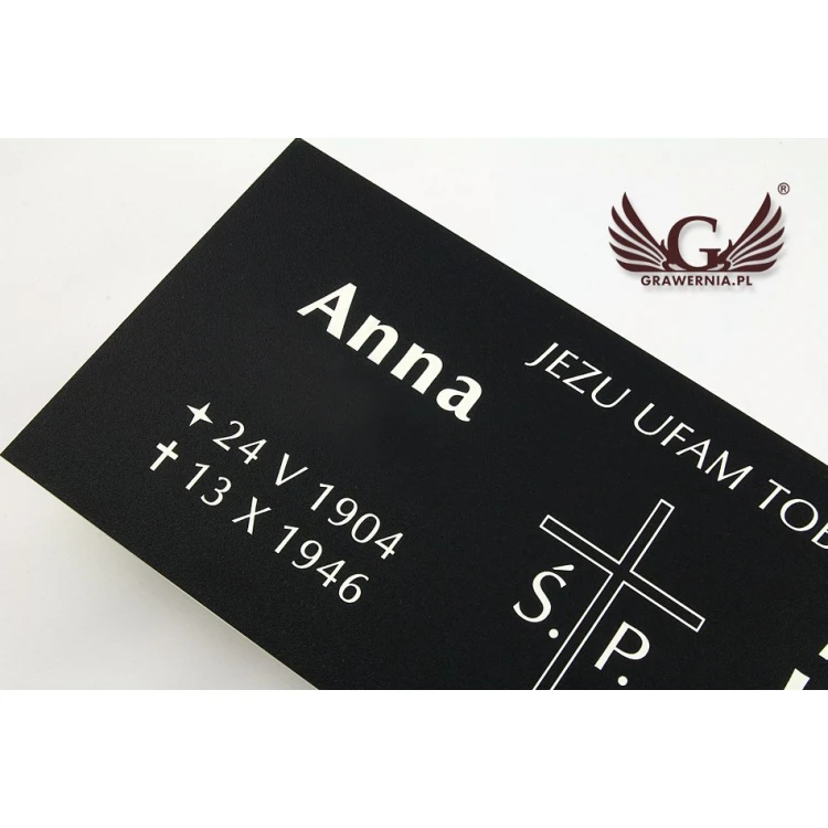 GRAVESTONE PLAQUE - black laminate textures - dim. 350x150mm