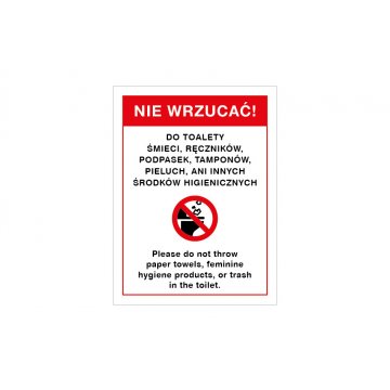 Warning sign do not throw into the toilet - size 150x200mm - PVC - UV color print - TAB148