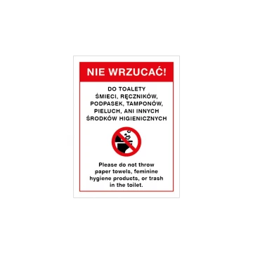 Warning sign do not throw into the toilet - size 150x200mm - PVC - UV color print - TAB148