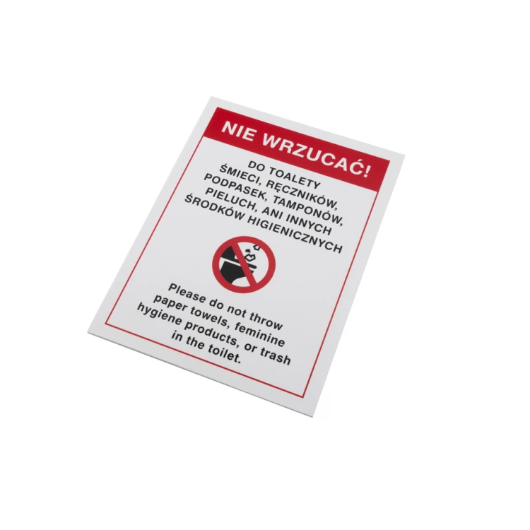 Warning sign do not throw into the toilet - size 150x200mm - PVC - UV color print - TAB148