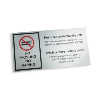 Warning sign - non-smoking room - size 135x70mm - UV color print