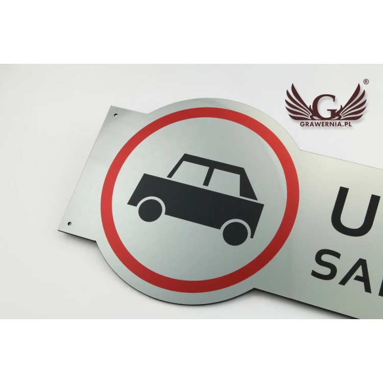 Warning sign - caution car - size 490x200mm - UV color print