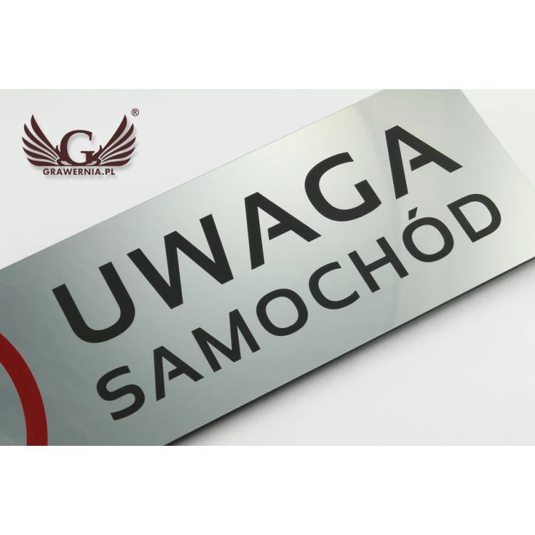 Warning sign - caution car - size 490x200mm - UV color print