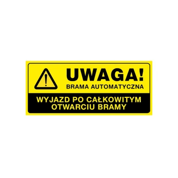 Warning sign caution automatic gate - size 700x300mm - PVC - UV color print - TAB157