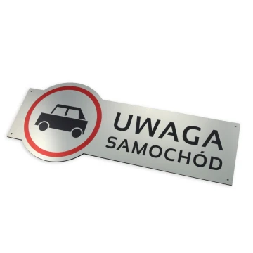 Warning sign - caution car - size 490x200mm - UV color print